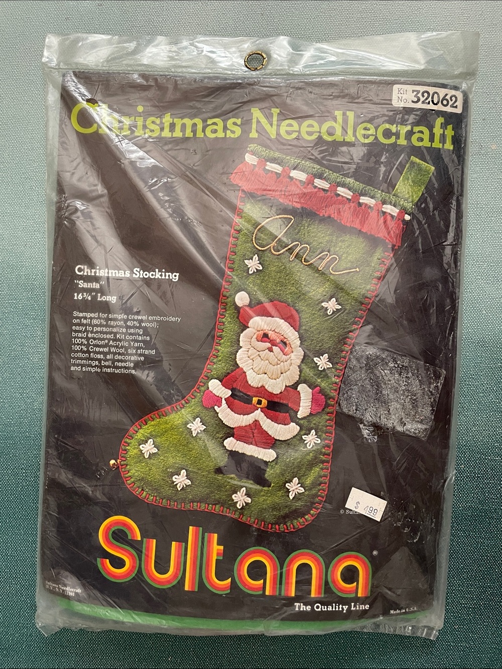 Sultana Vintage Santa Christmas Stocking Needlecraft Kit